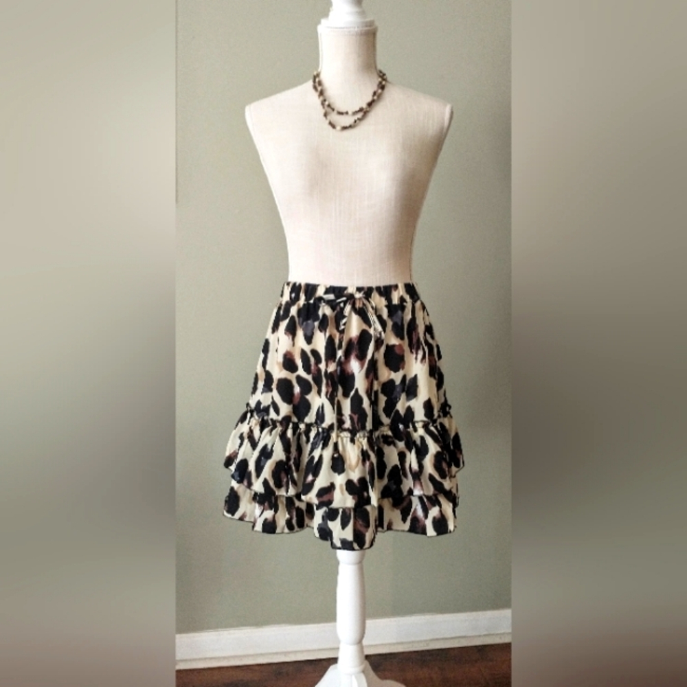 Lightweight Leopard Print Skirt - Mini w/ Ruffle - SHEIN - M